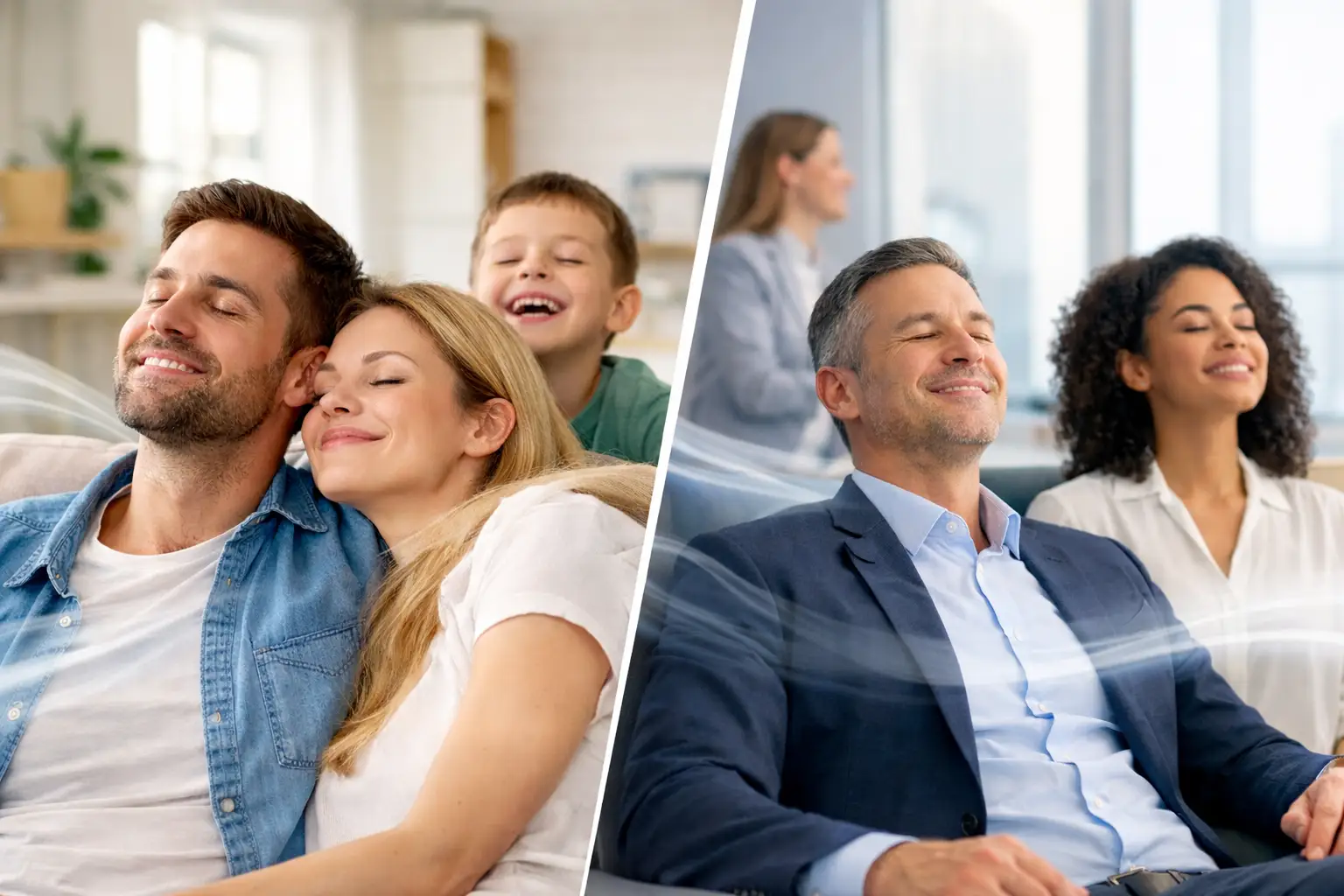 Persons breathing pure air, mold free